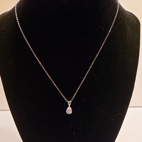 CZ Pear Solitaire in Silver Setting - Picture 2 of 3